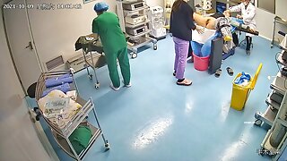 Doctor uses medical tools on patient